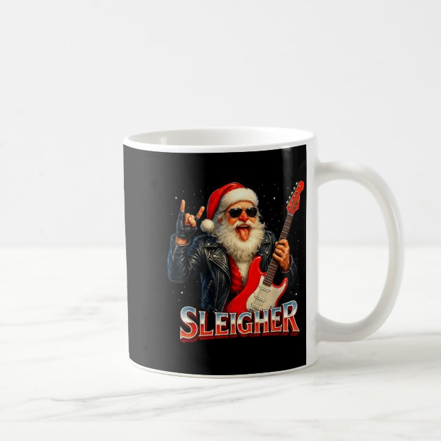 Taza De Café Sleigher Rock Santa Funny Metal Christmas Design  (Derecha)
