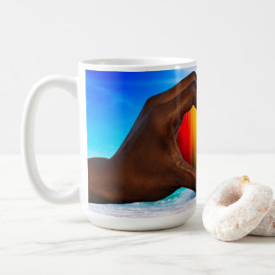 Taza De Café SlipperyJoe gradiente de corazón de arcoíris vívid