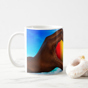 Taza De Café SlipperyJoe gradiente de corazón de arcoíris vívid