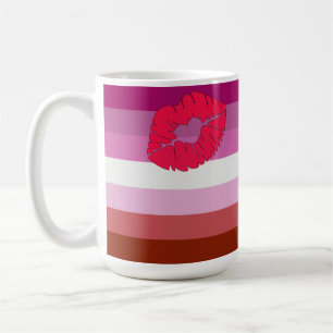 Taza De Café SlipperyJoe lipstick bandera de orgullo lesbiana f