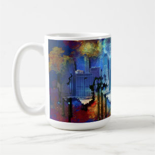 Taza De Café SlipperyJoe NYC luna de grafiti rodeada de agitaci