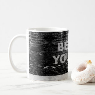 Taza De Café SlipperyJoe's Be You negro ladrillo pared de peato