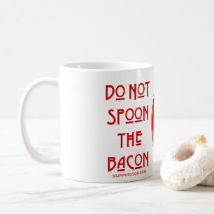 Taza De Café SlipperyJoe's Do Not Spoon Bacon red Advertencia m