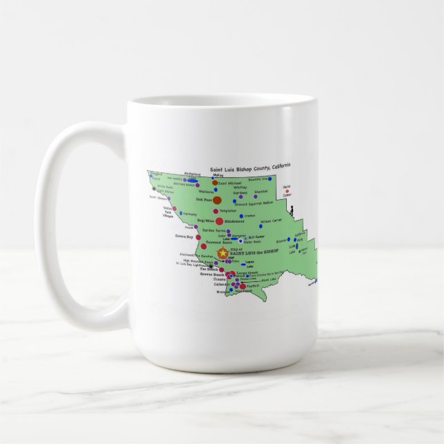 Taza De Café SLO Place Names Map con traducciones al inglés (Izquierda)