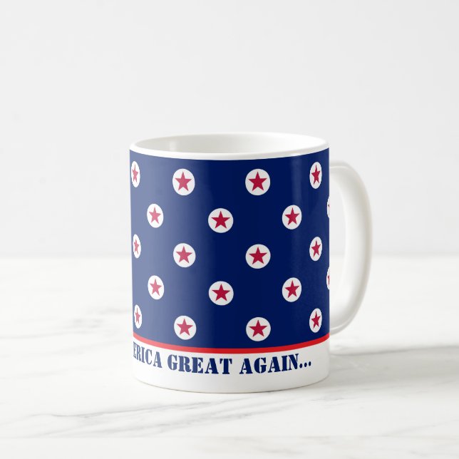 Taza De Café SLOGAN de las Estrellas Rojas Blancas Patrióticas  (Anverso derecho)