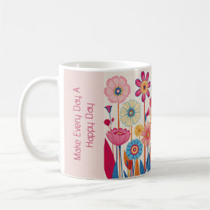 Taza De Café Slogan floral estilo de los años 60