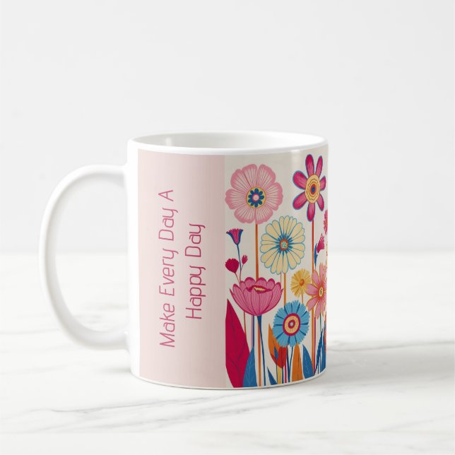 Taza De Café Slogan floral estilo de los años 60 (Izquierda)