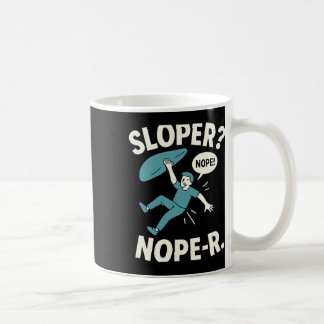 Taza De Café Sloper Nope-r. Rock Climbing Humor White Teal 