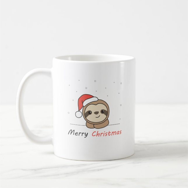 Taza De Café Sloth Christmas Snow Winter Animals Sloths (Izquierda)