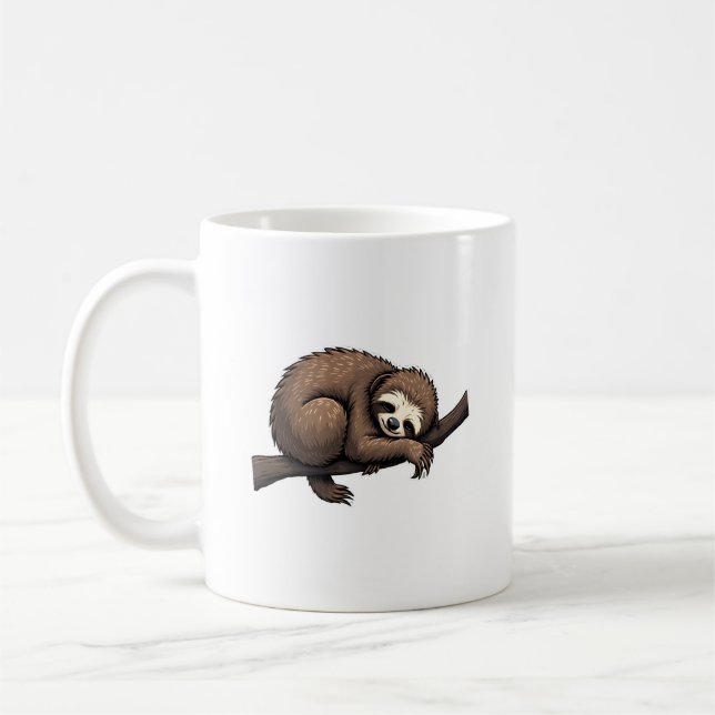 Taza De Café Sloth Etched Art Retro Nature Tee (2) (Izquierda)