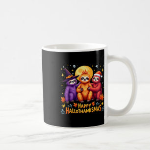 Taza De Café Sloth Happy Hallothanksmas Halloween Acción de Gra