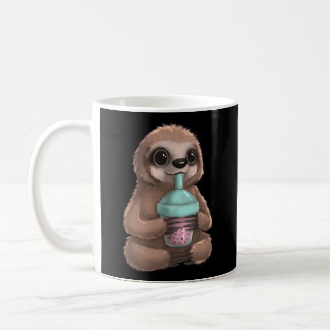 Taza De Café Sloth Kawaii Boba Burk Milk Tea Tapioca Pearls (Izquierda)