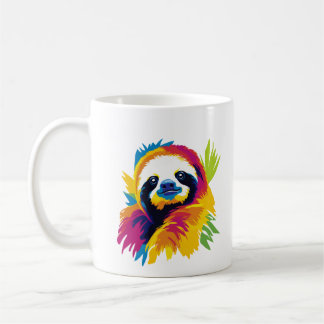 Taza De Café Sloth Portrait Illustration Watercolour Painting