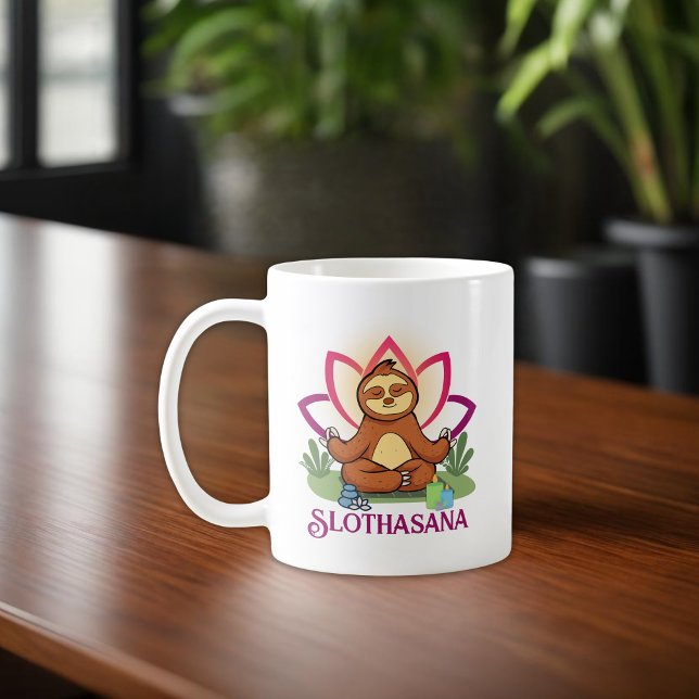 Taza De Café "Slothasana" Sloth haciendo meditación de yoga (Subido por el creador)