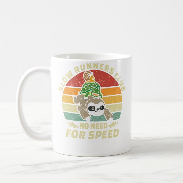 Taza De Café Slow Runners Club Funny Sloth Running Team (Izquierda)