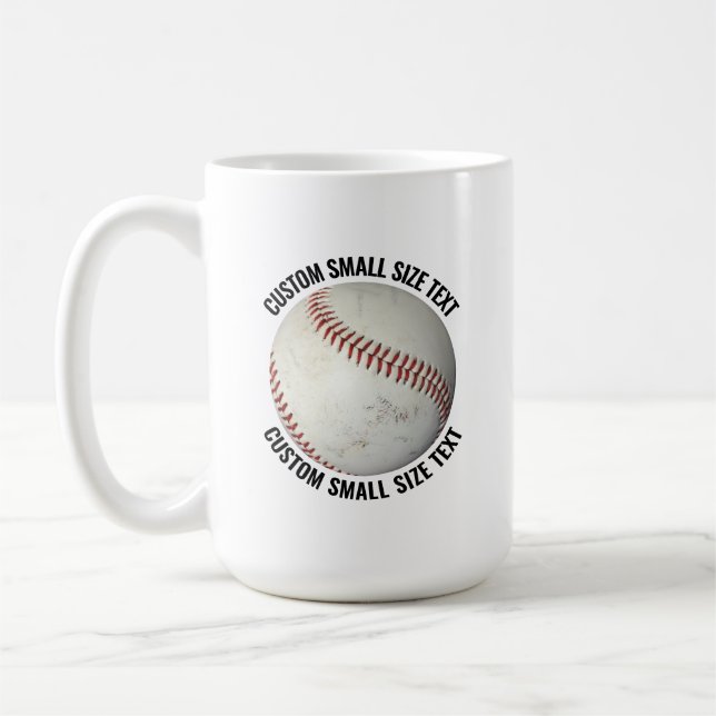 Taza De Café Small Personalized Text Baseball 15 oz. Custom (Izquierda)