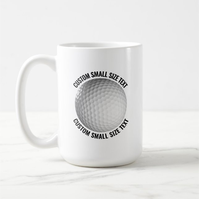 Taza De Café Small Personalized Text Golf Ball 15 oz. Custom (Izquierda)