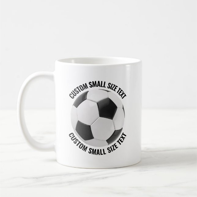 Taza De Café Small Personalized Text Soccer Ball 11 oz. Custom (Izquierda)