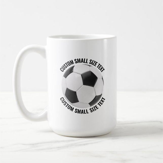 Taza De Café Small Personalized Text Soccer Ball 15 oz. Custom (Izquierda)