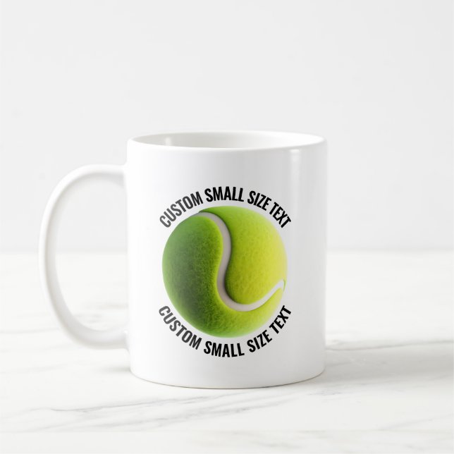 Taza De Café Small Personalized Text Tennis Ball  11 oz. Custom (Izquierda)