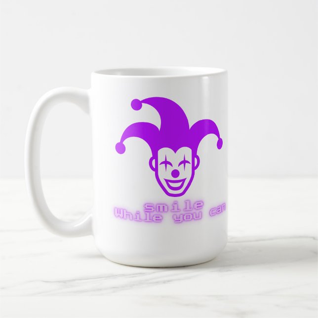 Taza De Café Smile while You Can _ Neon Joker Streetwear Design (Izquierda)