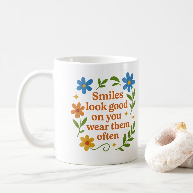 Taza De Café Smiles look good on you - Mug (Con donut)