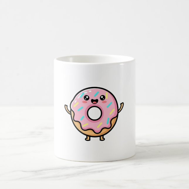 Taza De Café Smiling Donut – Cute Kawaii Illustration (Centro)