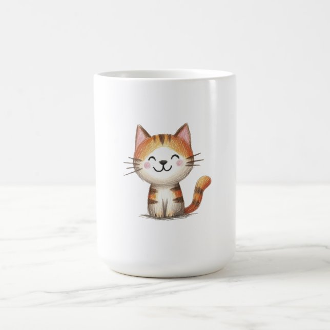 Taza De Café Smiling Ginger Tabby Kitten – Hand-Drawn Illustrat (Centro)