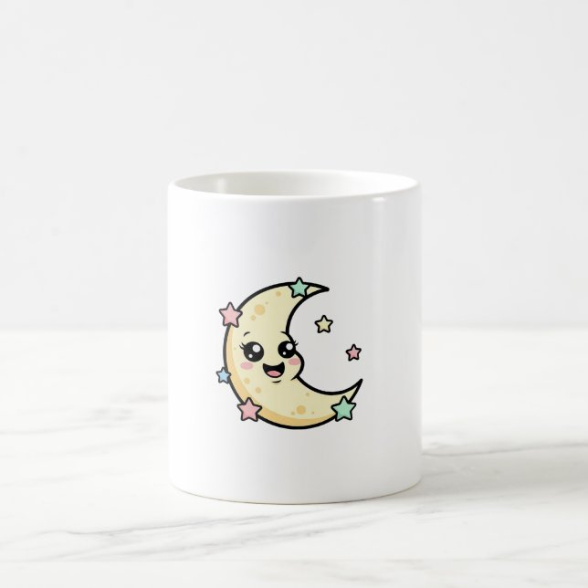 Taza De Café Smiling Moon – Cute Kawaii Illustration (Centro)