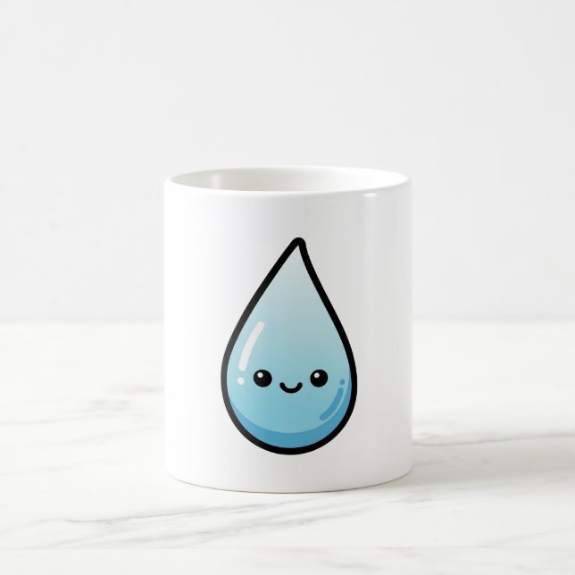 Taza De Café Smiling Raindrop – Cute Kawaii Illustration (Centro)