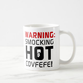 Taza De Café Smocking Covfefe caliente político, sátira,