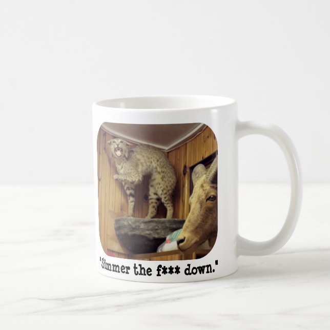 Taza De Café Smokey que el lince dice que "cálmese. " (Derecha)