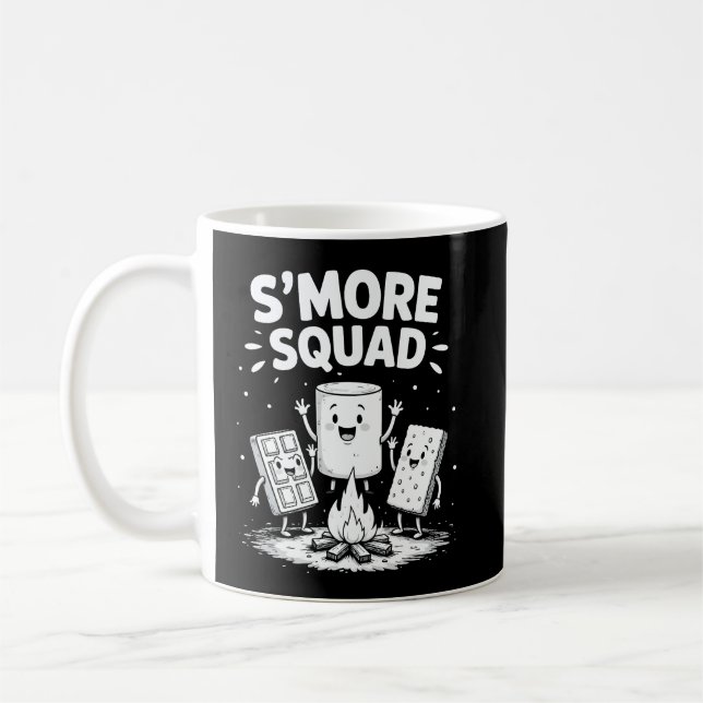 Taza De Café S'mores Squad Camping Campfire Cute Marshmallow (Izquierda)