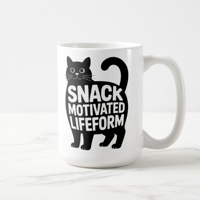 Taza De Café Snack Motivated Lifeform Fat Cat Humor (Derecha)