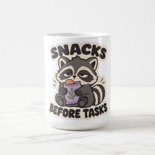 Taza De Café Snacks Antes de Tareas Mapache Soñoliento