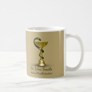 Taza De Café Snake Beige Bowl Hygieia Gold Caduceus