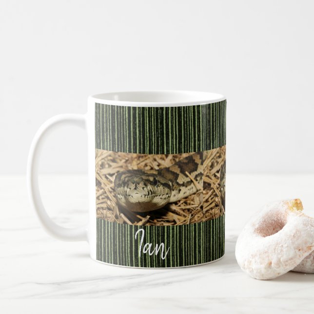 Taza De Café Snake Green Black Stripe Mug (Con donut)