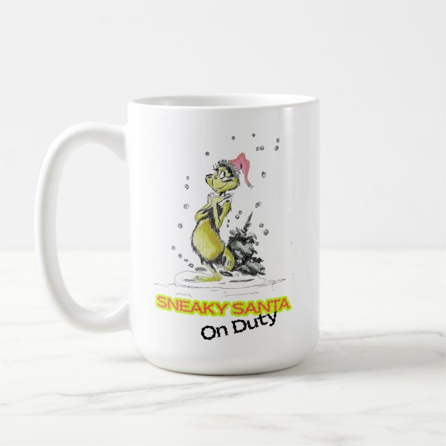 Taza De Café Sneaky santa in Christmas hat  (Izquierda)