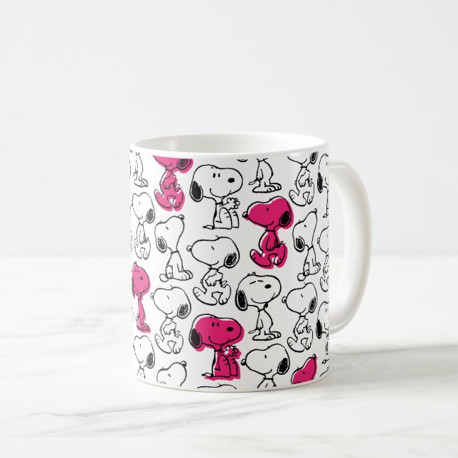 Taza De Café Snoopy Black & Magenta Pattern (Anverso derecho)