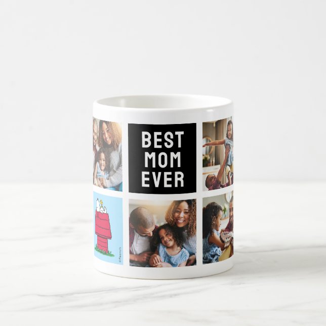 Taza De Café Snoopy Doghouse | Mejor Mamá - Collage de fotos (Centro)