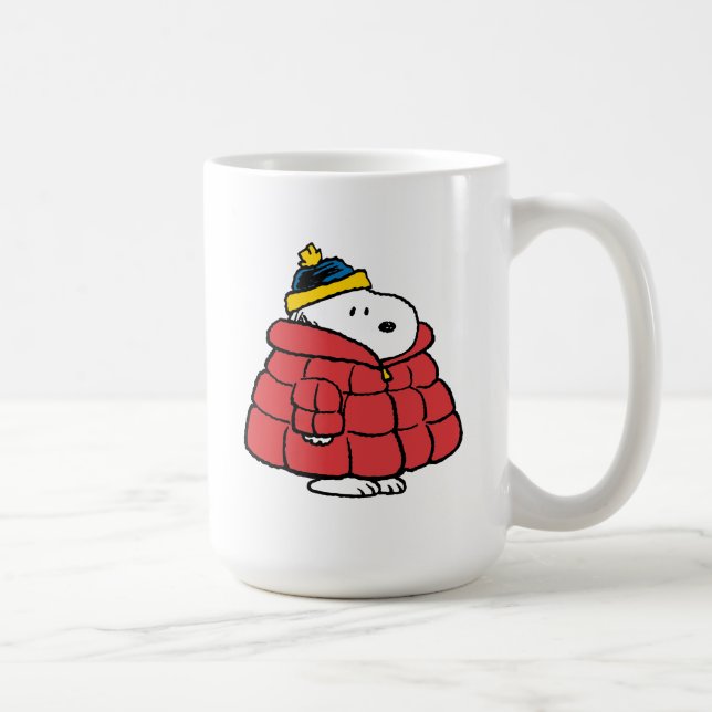 Taza de café Snoopy invierno con abrigo inflado (Derecha)