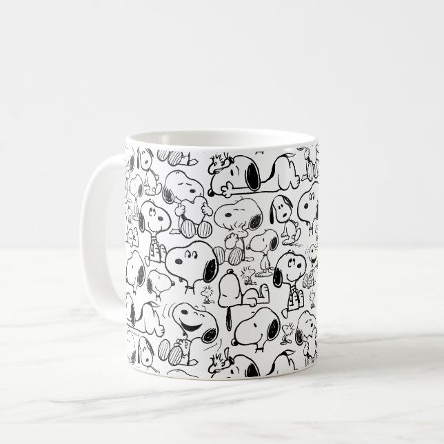 Taza De Café Snoopy Smile Giggle Lauggle Pattern (Anverso izquierdo)