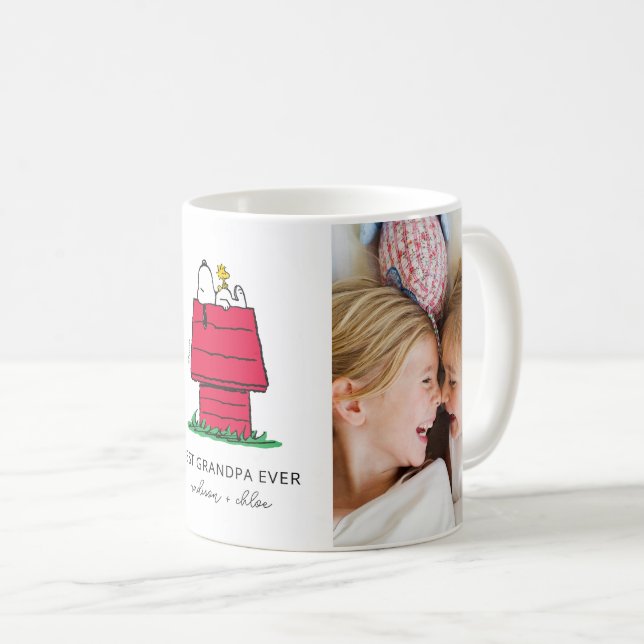 Taza De Café Snoopy & Woodstock Doghouse | Mejor abuelo jamás (Anverso derecho)