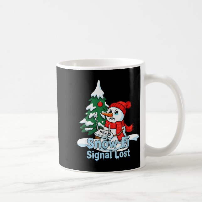 Taza De Café Snow-fi Signal Lost Funny Snowman Christmas Art  (Derecha)