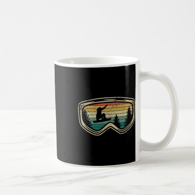 Taza De Café Snowboard Googles Big Air Silhouette Retro Árboles (Derecha)