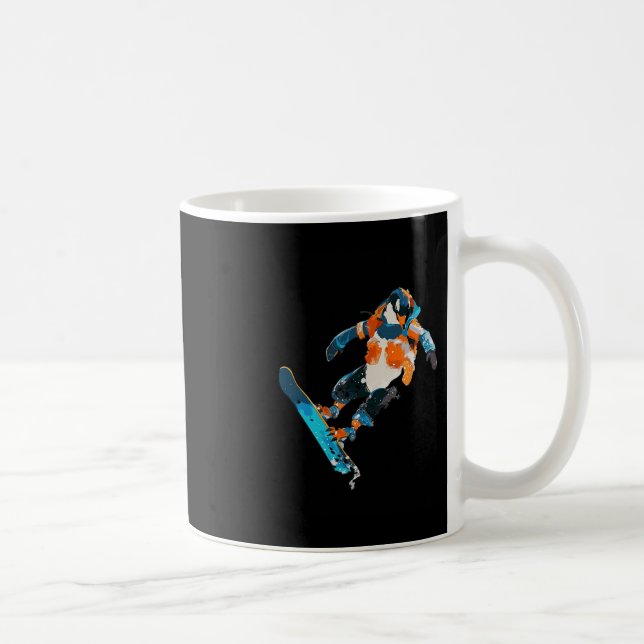Taza De Café Snowboard Pingüino Diversión de deportes de invier (Derecha)