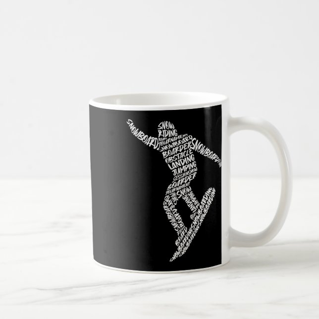 Taza De Café Snowboard Snowboard Typography Niños Hombres Sn (Derecha)