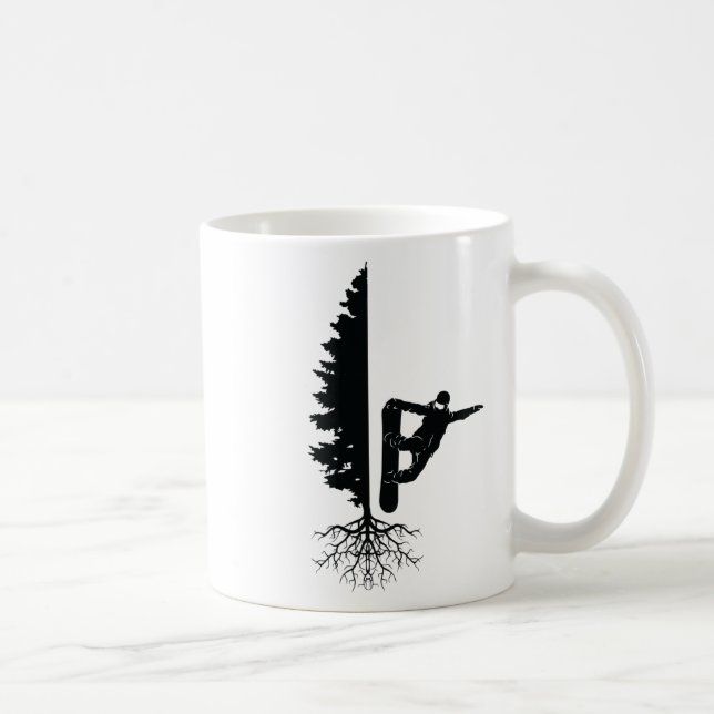 Taza De Café Snowboard Snowborder Off Piste Tree 1 (Derecha)