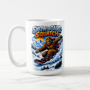 Taza De Café Snowboard Squatch – Divertido Bigfoot en snowboard