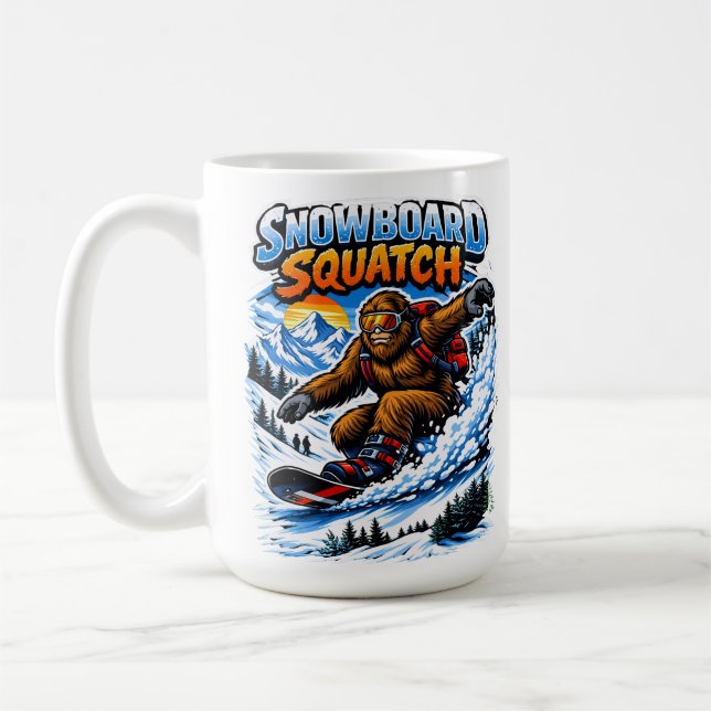Taza De Café Snowboard Squatch – Funny Bigfoot Snowboarding  (Izquierda)